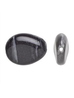 Vintage Y2K 90s Gray White Watercolor Puffed Teardrop Acrylic Beads 8 pcs